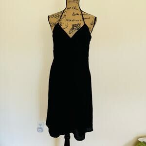 VTG GAP Womens Lined Cotton Halter Black Textured Side Zippered Sun Dress Size 4